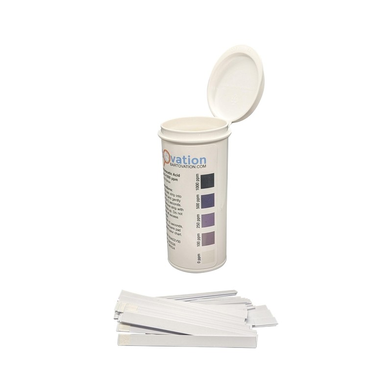 Peracetic Acid Test Strips, High Level, 0-1000 ppm [Vial of 50 Strips] gallery