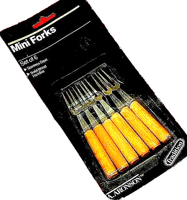 Aronson Mini Cocktail Forks Stainless Steel Wood Handle 6pk ** gallery