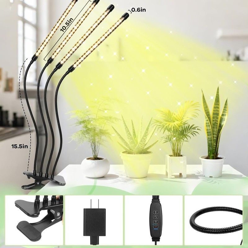 Space-Saving Tabletop LED Grow Lights - 4 Light Sources with Dimmer Control gallery