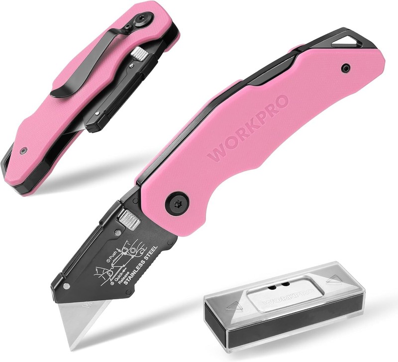 WORKPRO Folding Utility Knife G10 Handle 10PACK Blade w/Stainless Steel Head USA gallery