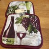 NWT~ 2 Home Collection Pot Holders , 7” x 7”~ Purple Wine Grapes Wine ~Cotton gallery