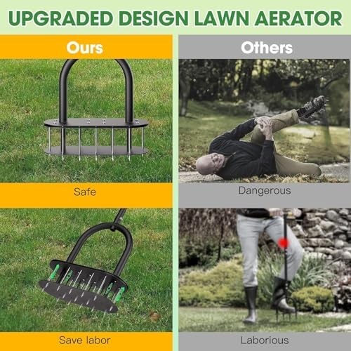 Automatic Lawn Aerator 15 Sharp Metal Spikes 3in Soil Yard Garden Tool gallery
