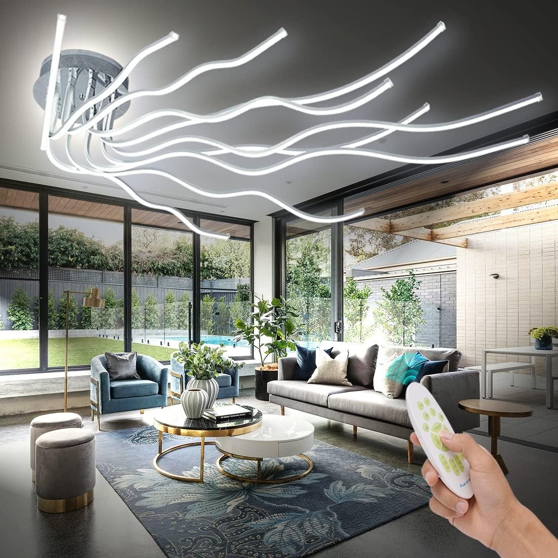 Modern LED Ceiling Lamp,Dimmable Aluminium Chandelier with Remote Control gallery