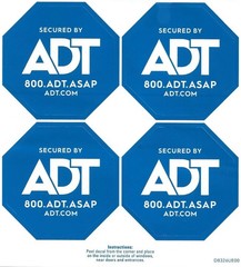 4 Count A D T Security Alarm System Window Stickers/Decals