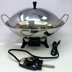 Vintage Farberware Stainless Steel Electric Wok Model 303 w/Dome Lid/Rack/Plug