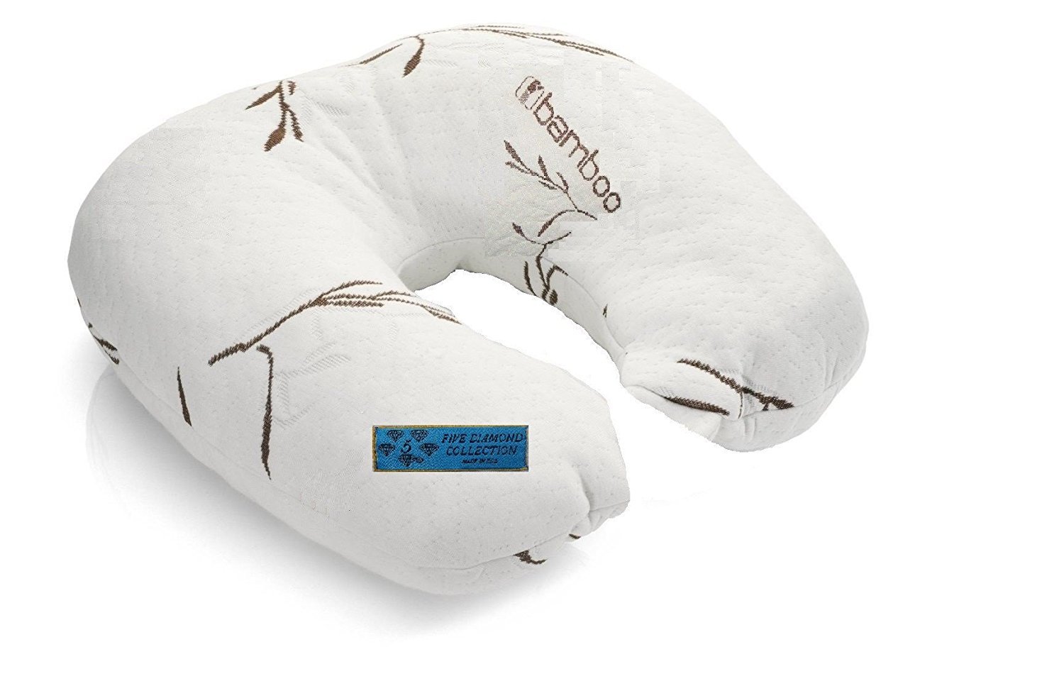 Five Diamond Collection Shredded Memory Foam U Neck Travel Pillow with Bamboo Bl gallery