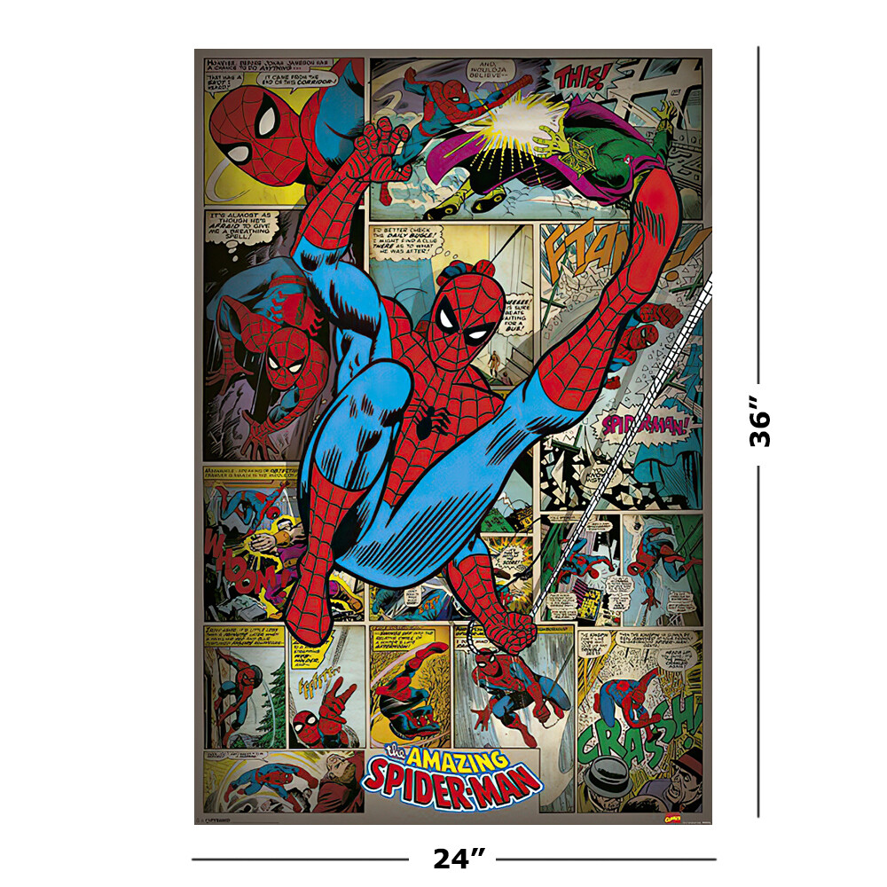 Spider-Man - Marvel Comics Poster (Retro Design - Swinging) (Size: 24" X 36") gallery