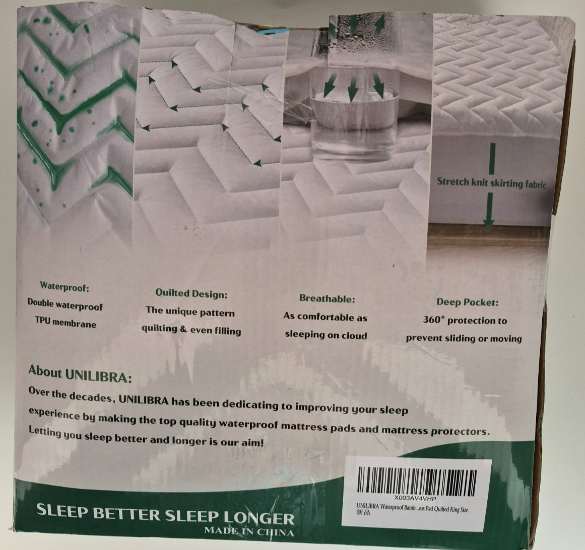 Bamboo Quilted Waterproof Mattress Pad, Fitted, King Size gallery