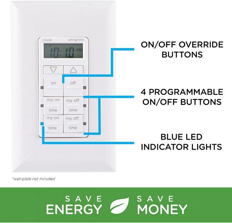 Energy-Saving In-Wall Timer: 4 Programmable Buttons for Smart Lighting Control gallery