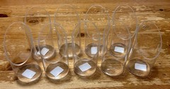 Cb2 Tea Light Holder Wall Mount Clear Glass Modern Candle Cup Set Of 9 SEE PICS