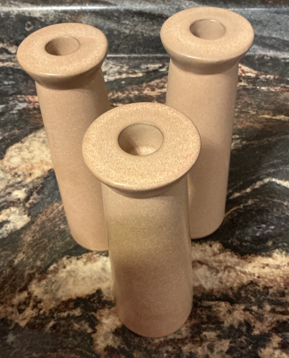 TARGET Threshold 8” Ceramic Taper Candle Holders Tan Speckled Stoneware Set Of 6 gallery