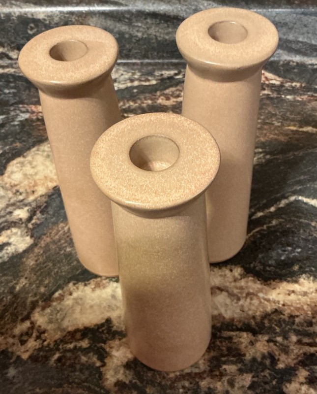 TARGET Threshold 8” Ceramic Taper Candle Holders Tan Speckled Stoneware Set Of 6 gallery