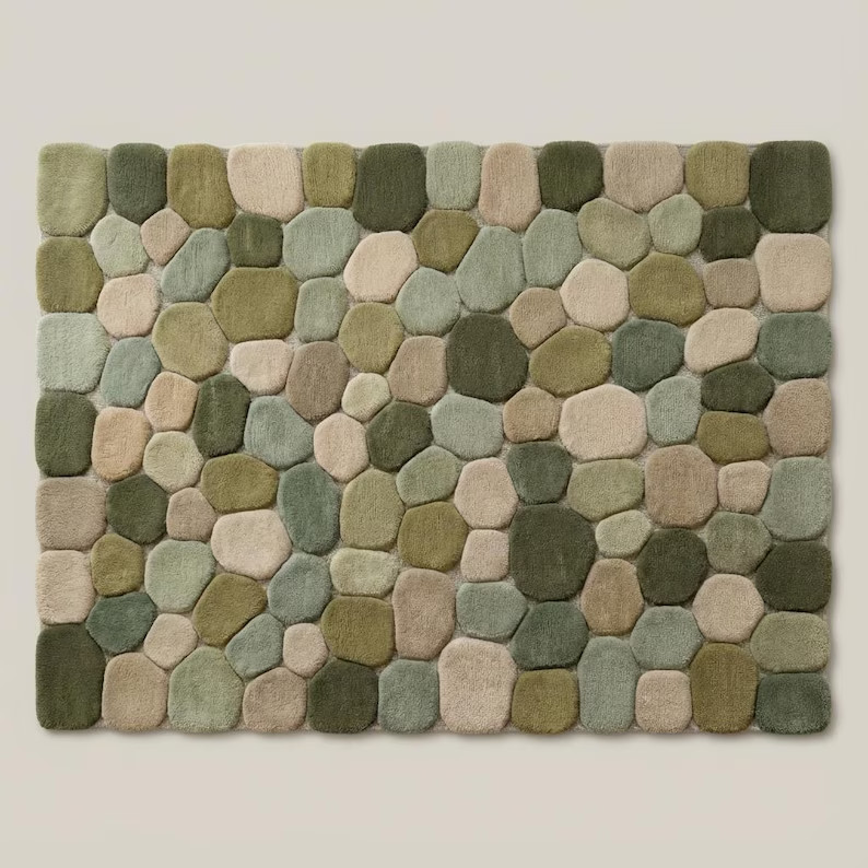 Pebble Tufted Area Rug Sage Green Decor gallery
