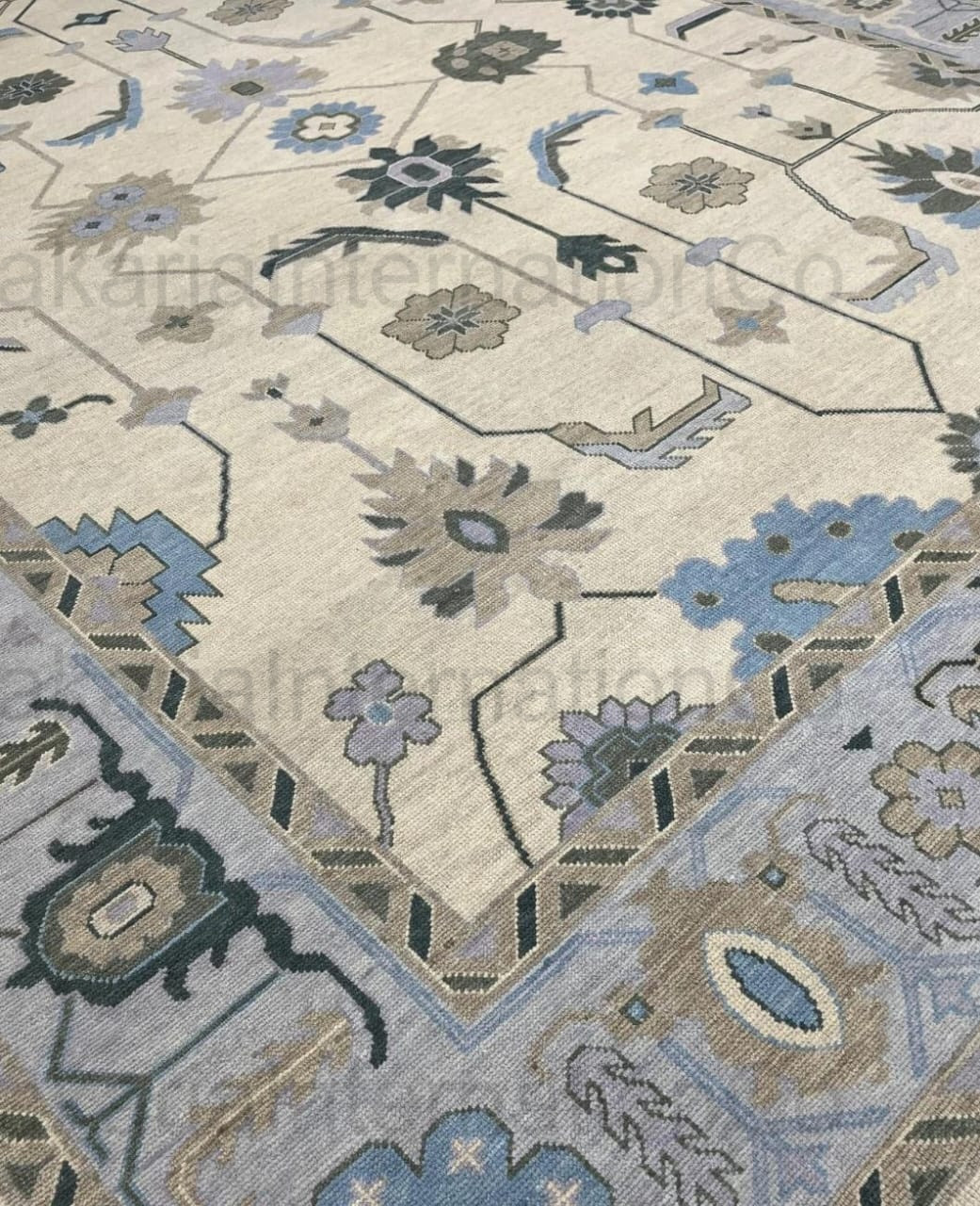Handmade Wool Oushak Rug 8x10 | Pastel Green ivory| Traditional Oriental 5x8 4x6 gallery