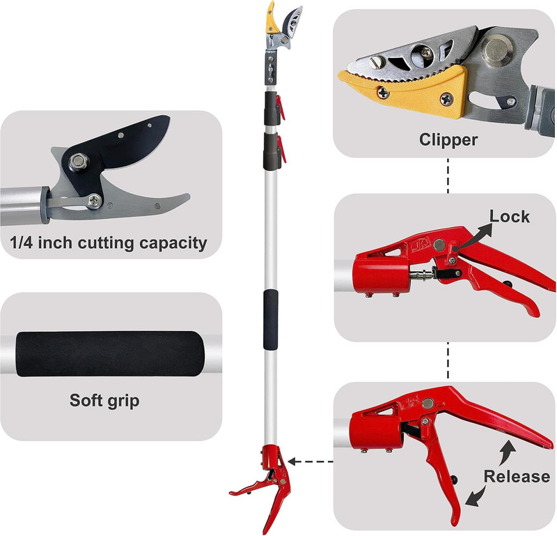 Telescopic Tree Trimmer 4.5-10FT w/3 Section Length Adjustable, Cut and Hold Pru gallery