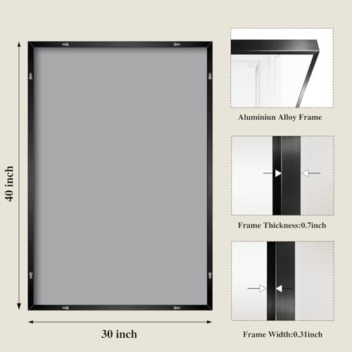 Mirrors for Wall, 30x40 Inch Bathroom Mirror, Rectangular 40"L x 30"W Black gallery