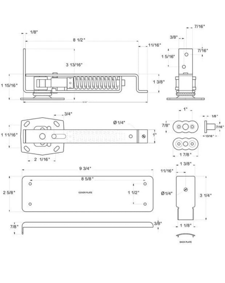 DELTANA DASH95U15 Double Action Solid Brass Spring Hinge w/ US15 Satin Nickel gallery