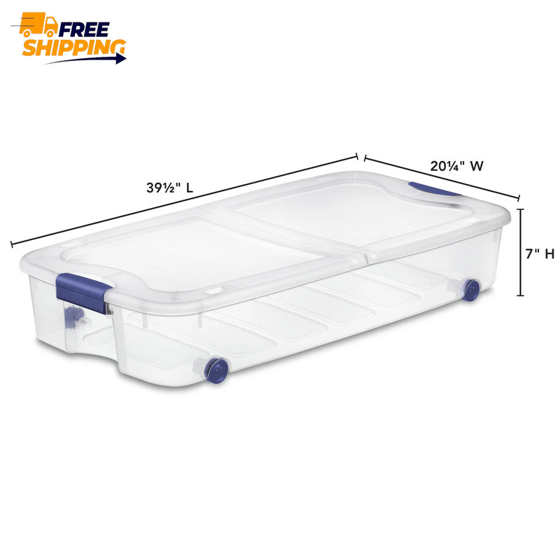 (2 Pack) 66 Quart Latching Underbed Wheeled Storage Bin, Clear Plastic 🎗🎯 gallery