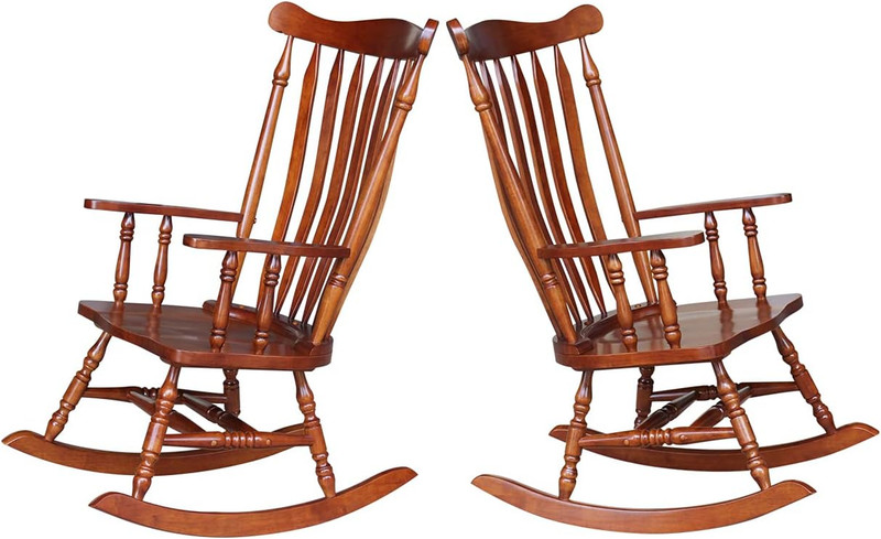 Cherry Solid Wood Rocking Chair, 225Lbs Capacity, Sturdy Parawood Design gallery