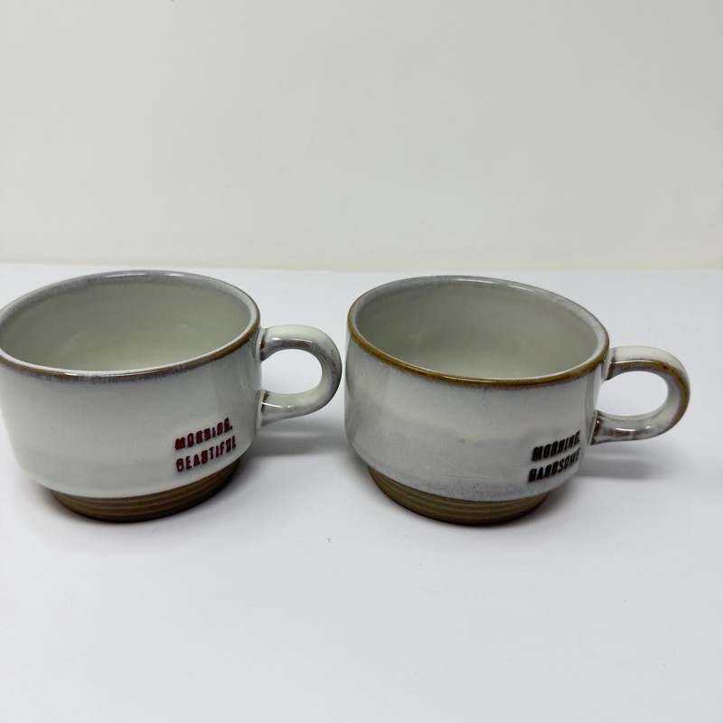 Hearth & Hand Magnolia (2) 8oz Stacking Mugs Morning Beautiful Morning Handsome gallery