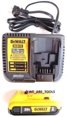 (1) Dewalt 20V DCB203 Battery, (1) DCB115 Charger 2.0 AH 20 Volt