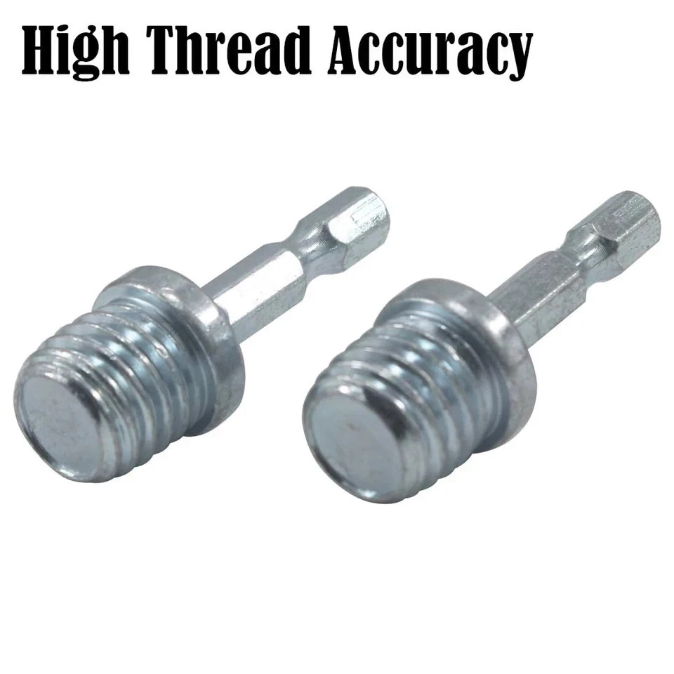 2 Pcs 5/8"-11 Male Thread to 1/4" Hex Shank Drill Adapter, 5/8”-11 UNC Thread to gallery