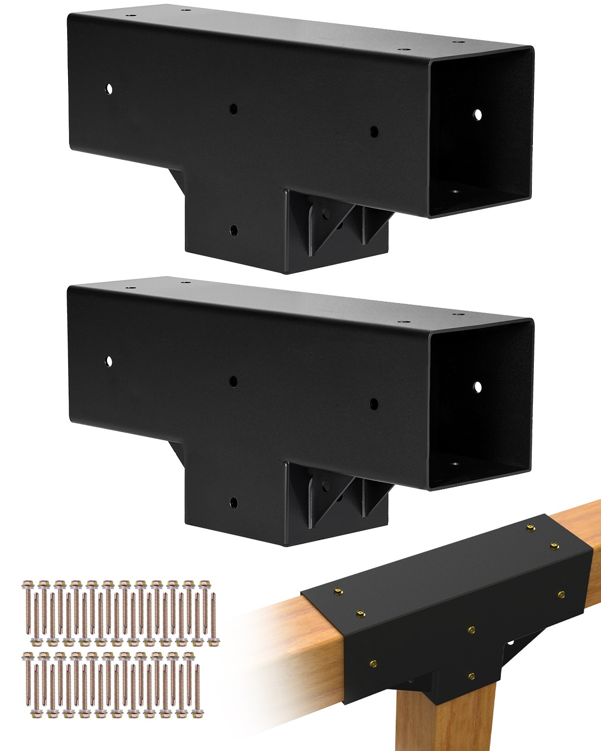 VEVOR 4x4 Inch Pergola Bracket Kit Inner 3.5x3.5 3-Way Woodworks DIY Post 2 pcs gallery