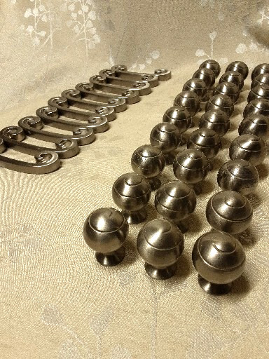 Lot of 37 Handles, Knobs, Drawer Pulls Brushed Nickel Silver Hardware gallery