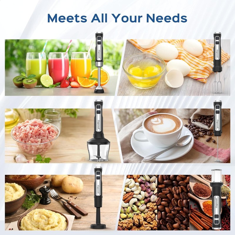 Immersion Blender Handheld 8 in 1 Hand Blender, Electric Blender Max 1000W Im... gallery