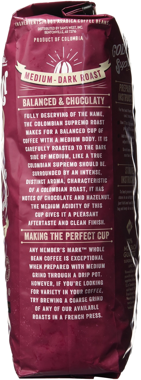Member's Mark Colombian Supremo Whole Bean Coffee (40 OZ), Sweet Chocolate & gallery