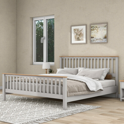 Full/Queen/King Size Solid Wood Platform Bed Frames with Headboard and Footboard gallery