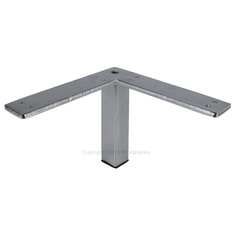 5” Sofa Couch Foot, Modern Square Corner Furniture Leg, Heavy Duty Brushed Steel gallery