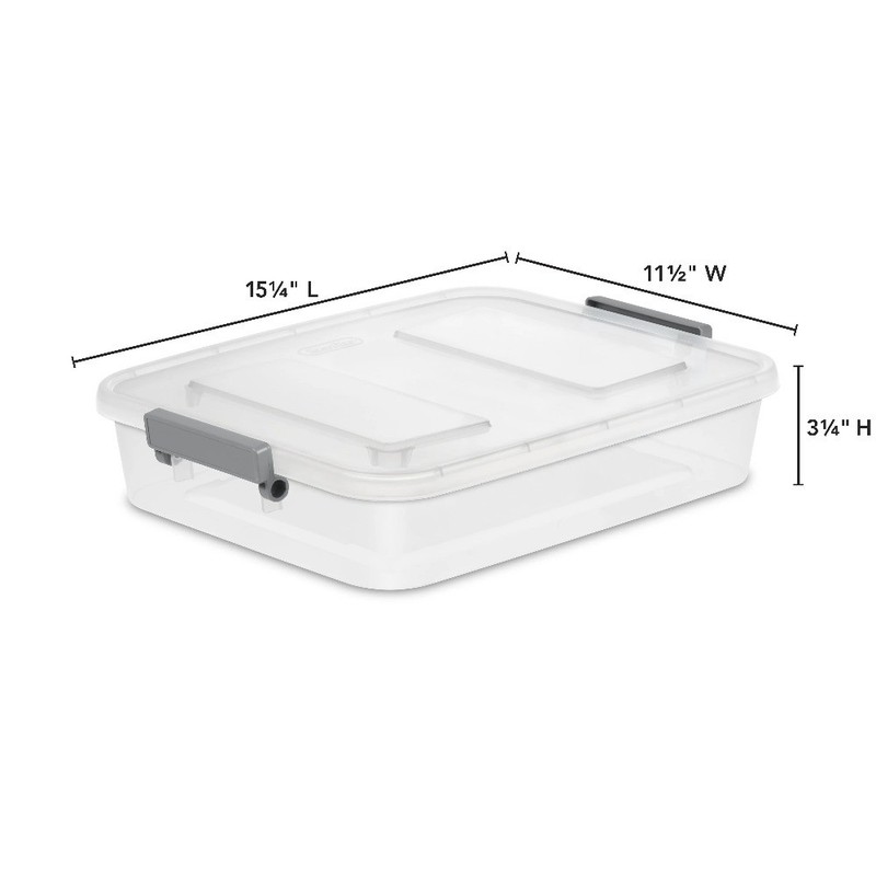 Sterilite 6.2 Qt Modular Small Storage Bin, 4-Pack, Clear Plastic,ID Latch,Gray​ gallery