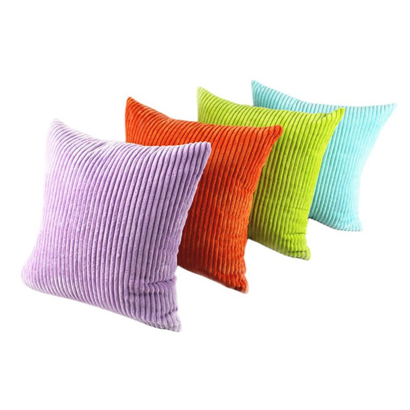 Solid Corduroy Striped Cushion Cover Home Sofa Car Throw Pillow Case 11 Sizes gallery
