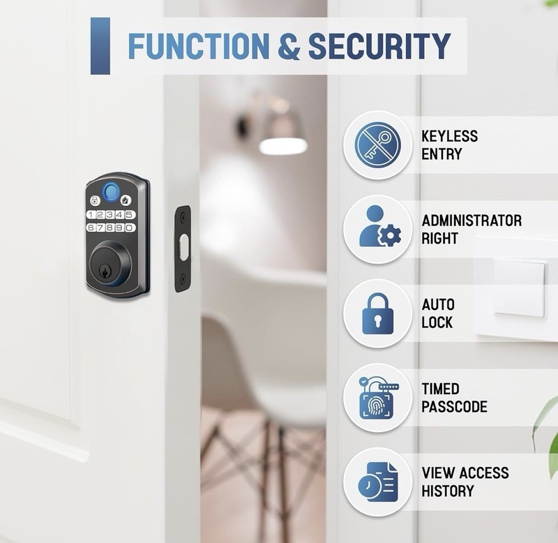 Locsmart fingerprint Door Lock Control Keyless Deadbolt AUTO LOCK gallery