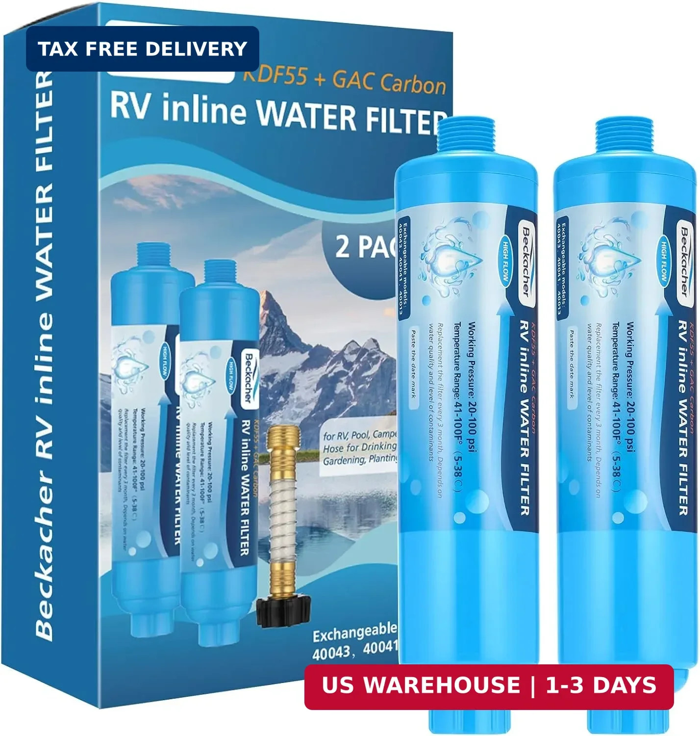 2-pack RV Water Filter, Advanced RV Inline Water Filter with Flexible Hose Prote gallery