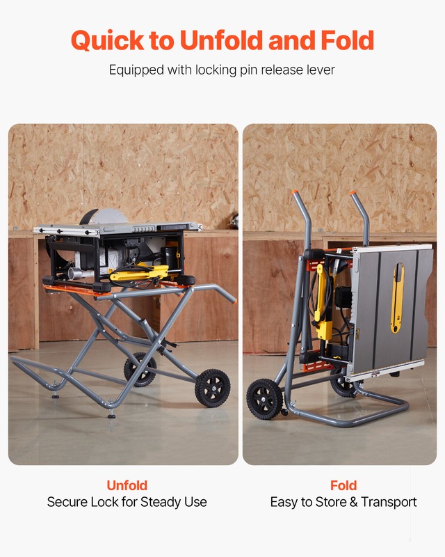Portable Table Saw Stand with Wheels 350 lbs Load Capacity Rolling Foldable gallery