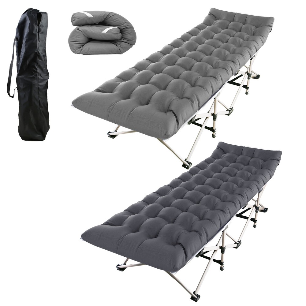 Folding Sleeping Cot Guest Bed with Mattress Portable Camping Lounger Cushion