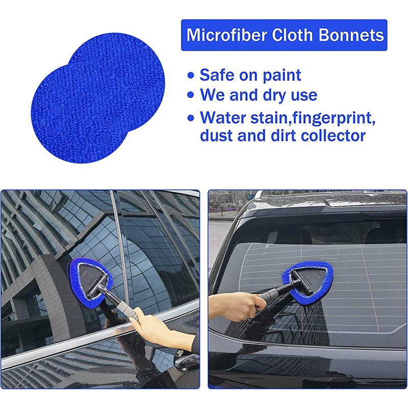 Auto Windshield Cleaning Tool Extendable Window Cleaner Brush Glass Wiper &4 Pad gallery