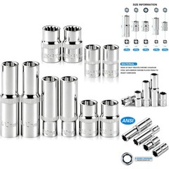 10pc 10mm Socket Set 1/4 & 3/8 Drive Impact Sockets Deep Shallow 6 & 12 Pt Cr-V