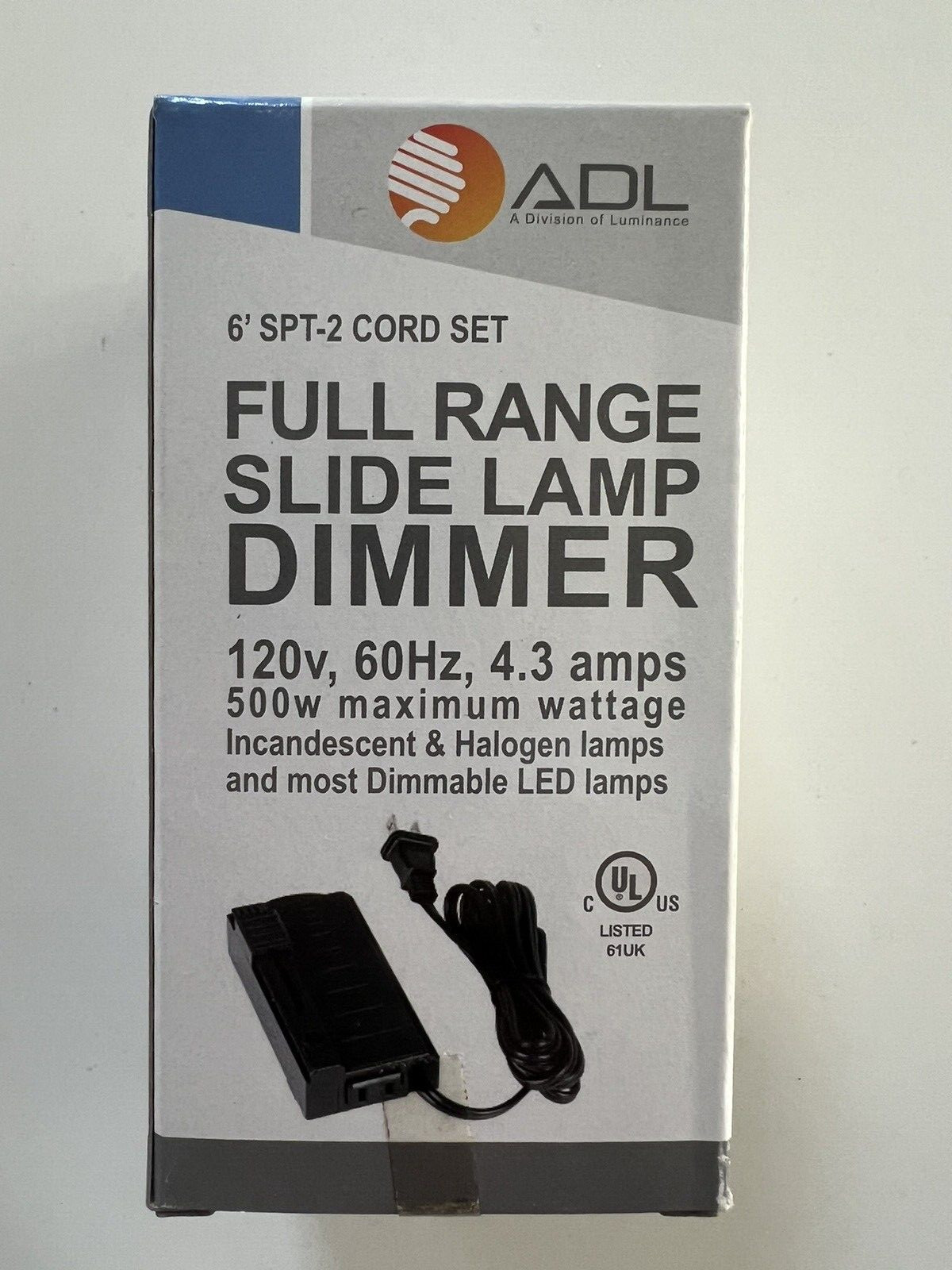 ADL WHITE FULL RANGE SLIDE LAMP DIMMER MODEL # D3003 QUALITY 'EASY TO USE" gallery