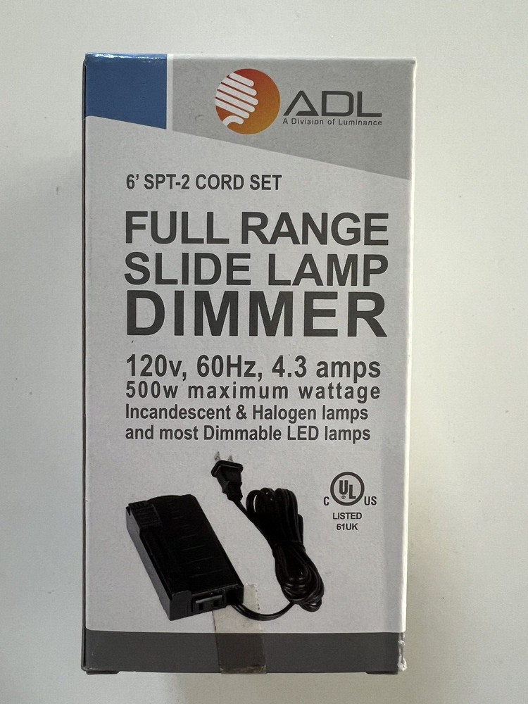 ADL WHITE FULL RANGE SLIDE LAMP DIMMER MODEL # D3003 QUALITY 'EASY TO USE"