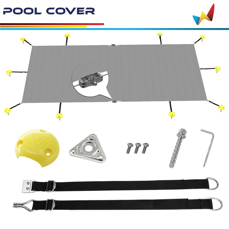 Inground Winter Pool Cover Rectangle Swimming Heavy Duty Safety Mesh Cover Gray gallery