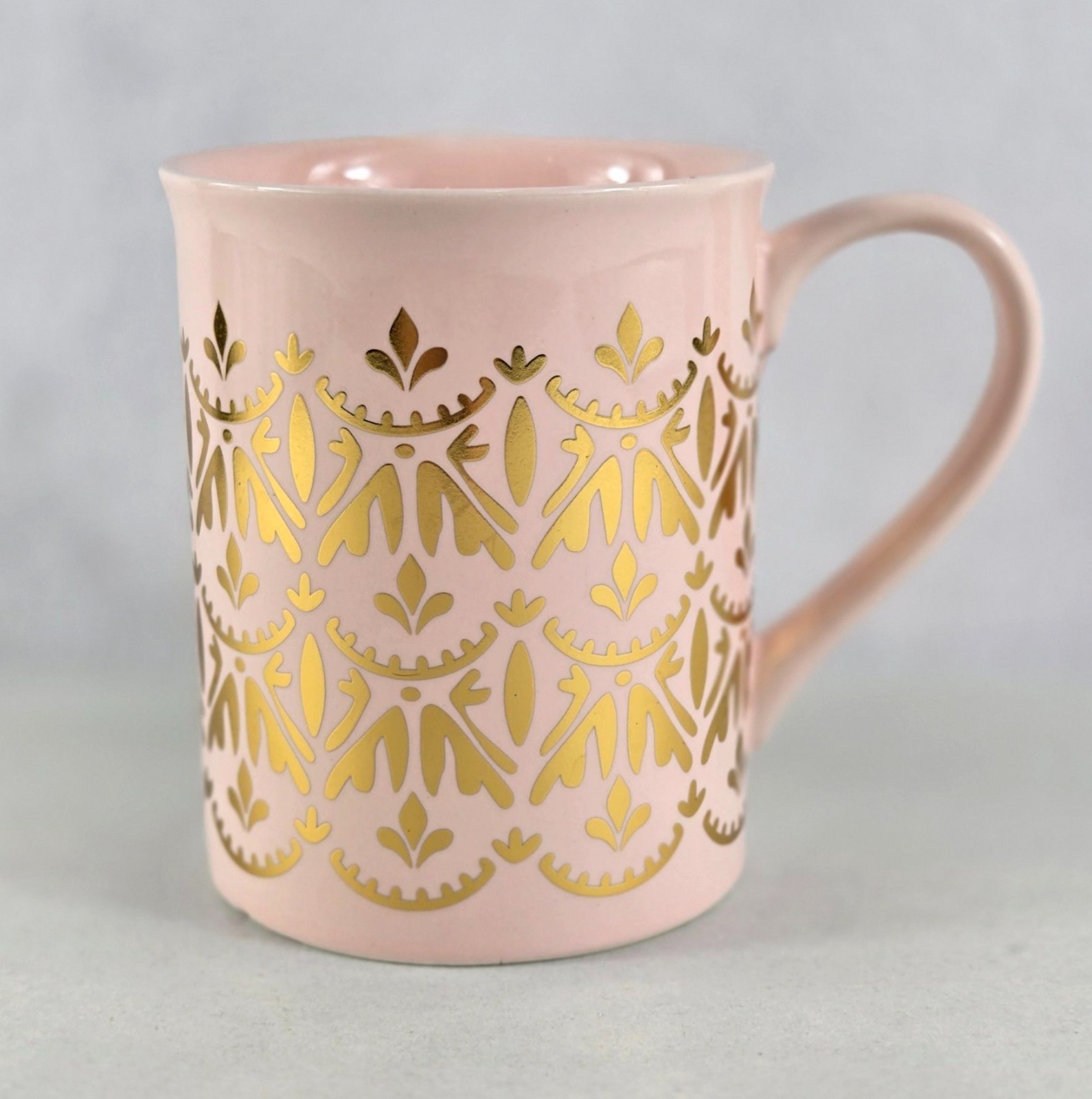 Pinky Up Ceramic Mug Glossy Pink with Gold Accent 14 Fluid Ounce Elegant gallery