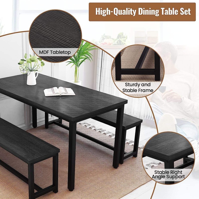 Rectangular Dining Table And Chairs Set Four Modern Wood gallery