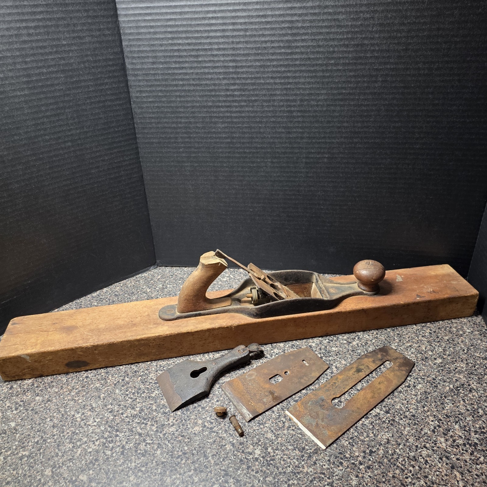 Antique Stanley Rule & Level Co Transitional Jointer Plane 28 in Wood Hand Plane gallery