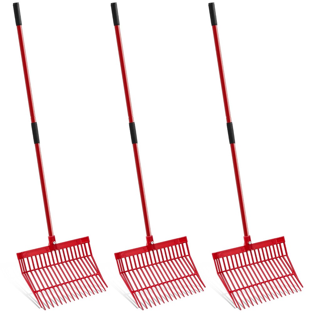 3 Sets Manure Fork with Long Handle, ABS Plastic Head & Metal Handle, Pitch F...
