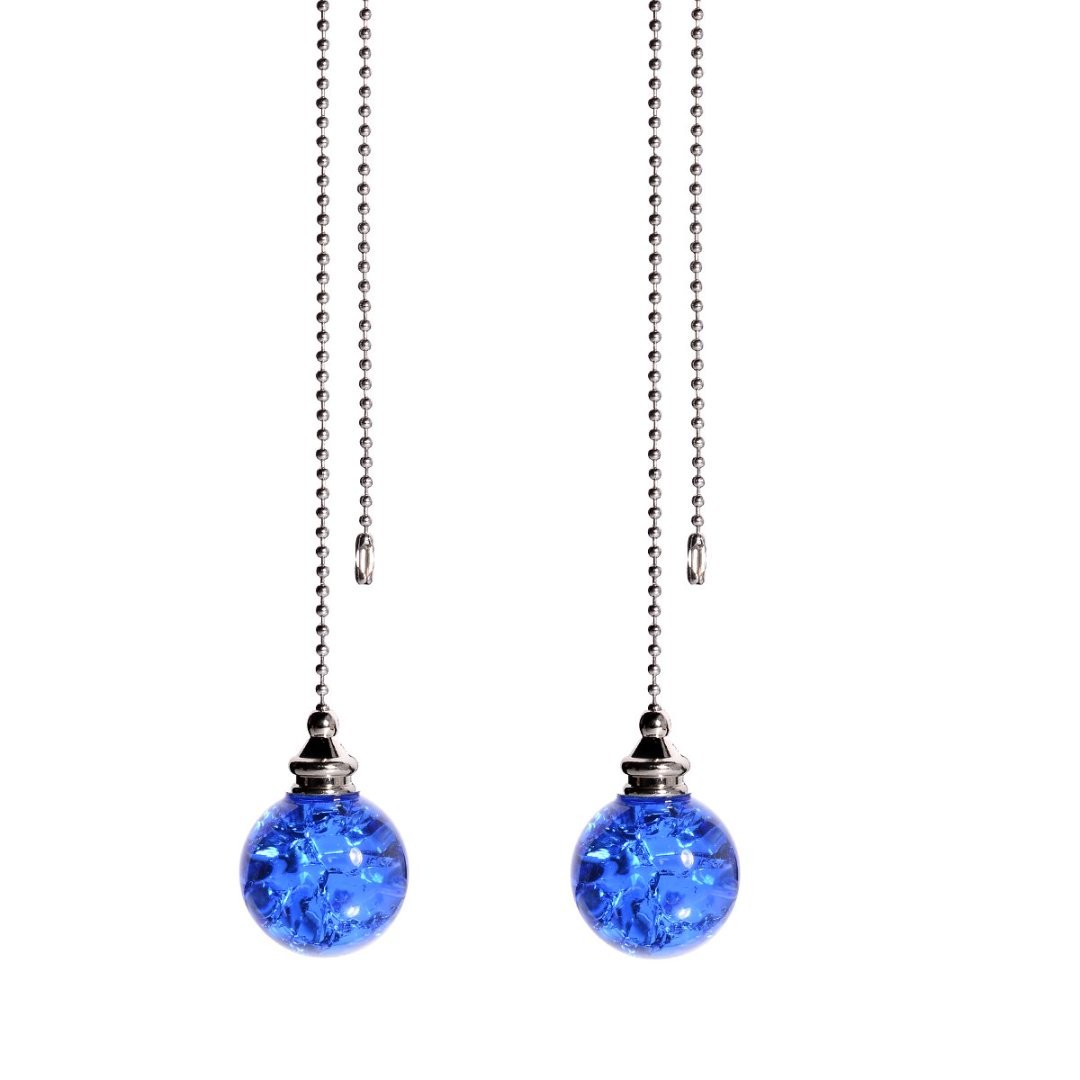 2Pcs Ceiling Fan Pull Chain 30MM Blue Crystal Ice Crack Ball Fan Pull Chain gallery