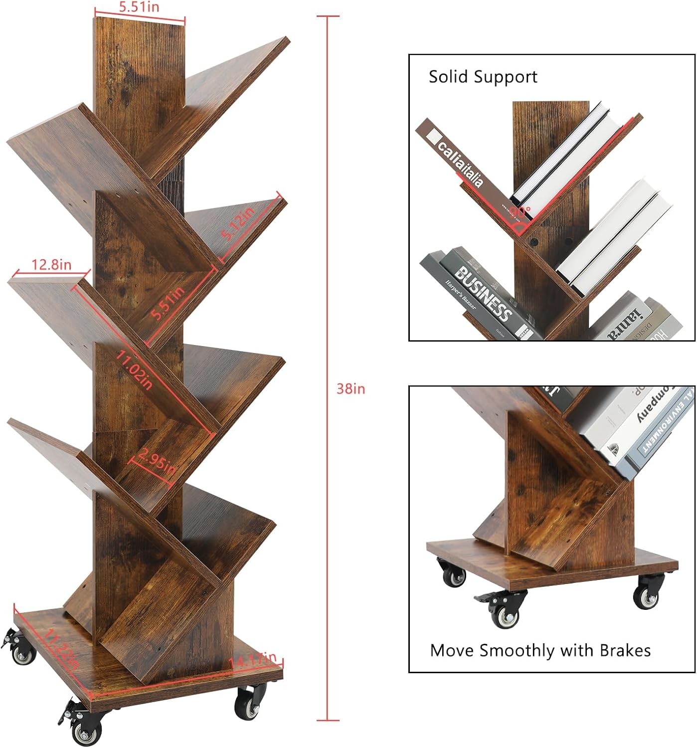 360° Rotating Tree Bookshelf - 7-Tier Space-Saving Storage for Small Spaces gallery