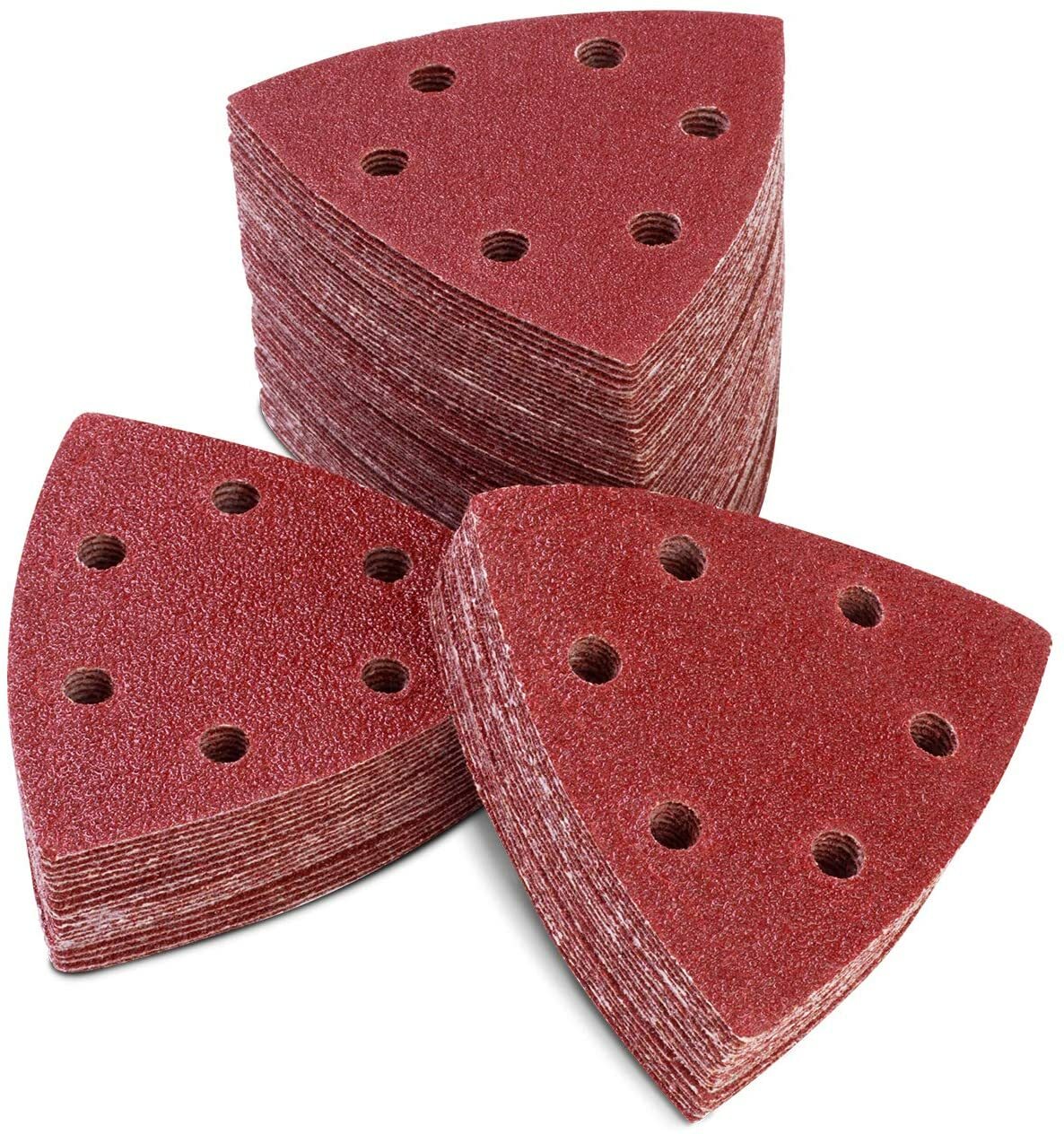 500PCS 3.5" 6-H Triangle Sanding Discs A/O 90mm Hook & Loop Sandpaper 40-120Grit gallery